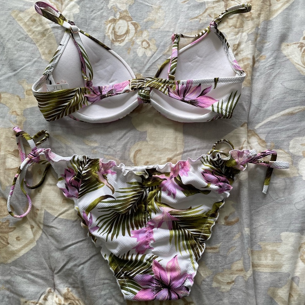 Floral Bikini Set with Purple and Green Accents - Picture 2 of 2